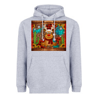 Heather Grey western christmas reindeer Heavyweight Hoodie - Jasminsmagicworld
