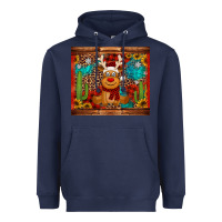 Navy western christmas reindeer Heavyweight Hoodie - Jasminsmagicworld