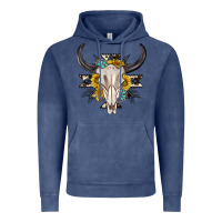 Vintage Denim cow aztec western bull skull Vintage Hoodie - texasbilliewilder