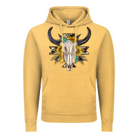Vintage Mustard cow aztec western bull skull Vintage Hoodie - texasbilliewilder