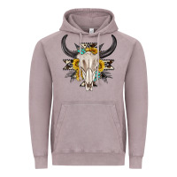 Vintage Zinc cow aztec western bull skull Vintage Hoodie - texasbilliewilder