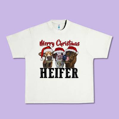 Merry Christmas Heifer Urban Heavy Tee Designed By Ranaportraitstore