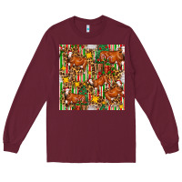 Burgundy christmas leopard cow with gift boxes Long Sleeve Tee - FaDigitalArtStudio