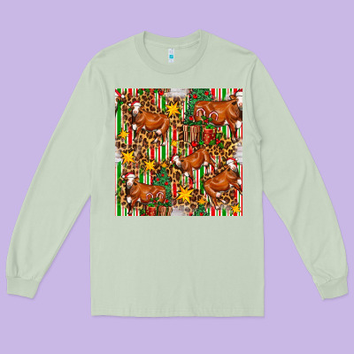 Christmas Leopard Cow With Gift Boxes Long Sleeve Tee Designed By Fadigitalartstudio