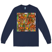Navy christmas leopard cow with gift boxes Long Sleeve Tee - FaDigitalArtStudio