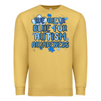 Antique Gold we wear blue for autism awareness Premium Sweatshirt - MaliasSmallBusiness