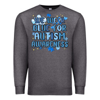 Charcoal Heather we wear blue for autism awareness Premium Sweatshirt - MaliasSmallBusiness