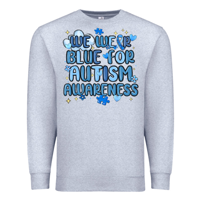 We Wear Blue For Autism Awareness Premium Sweatshirt by MaliasSmallBusiness | Teevron