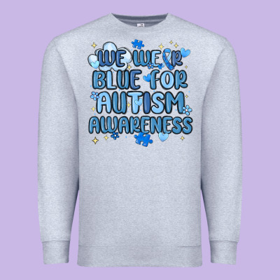 We Wear Blue For Autism Awareness Premium Sweatshirt Designed By Maliassmallbusiness