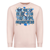 Pale Pink we wear blue for autism awareness Premium Sweatshirt - MaliasSmallBusiness