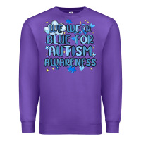 Purple we wear blue for autism awareness Premium Sweatshirt - MaliasSmallBusiness