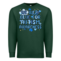 Sports Green we wear blue for autism awareness Premium Sweatshirt - MaliasSmallBusiness