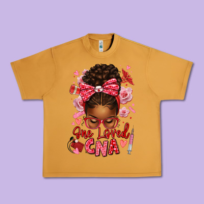 One Loved Cna Afro Messy Bun Urban Heavy Tee Designed By Texasbilliewilder