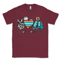 Burgundy peace love nursing Classic Tee - CowhideDigitalArt