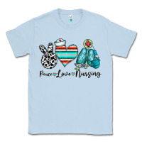 Dusty Blue peace love nursing Classic Tee - CowhideDigitalArt