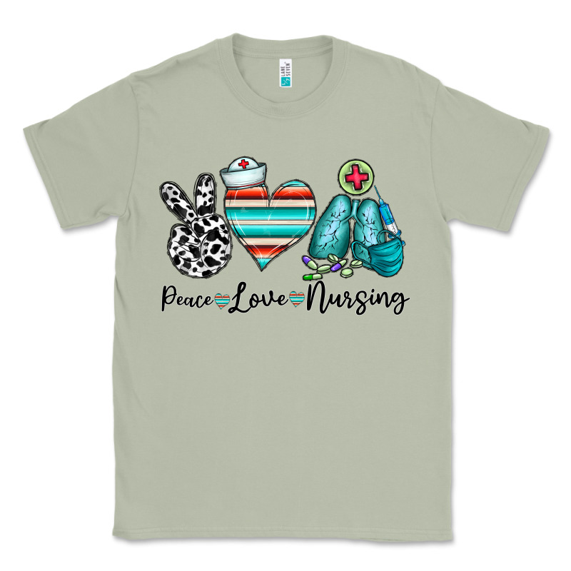 Peace Love Nursing Classic Tee by CowhideDigitalArt | Teevron