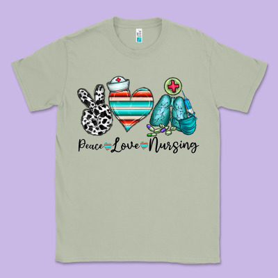 Peace Love Nursing Classic Tee Designed By Cowhidedigitalart
