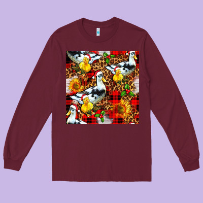 Christmas Leopard Duck Long Sleeve Tee Designed By Fadigitalartstudio