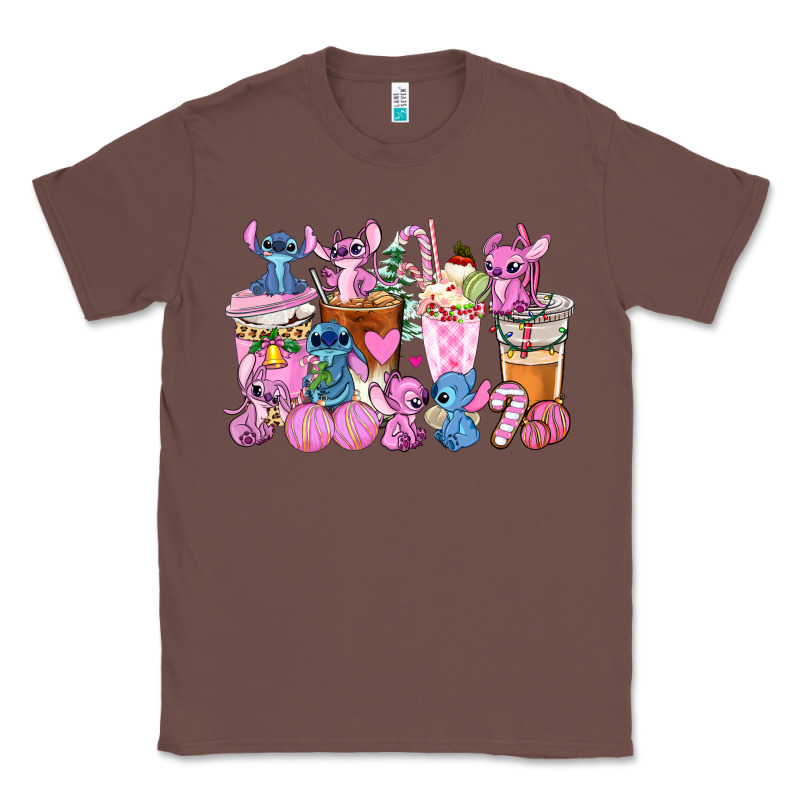 Stitch And Lilo Pink Christmas Coffee Cups Classic Tee by AdoDesignShop | Teevron
