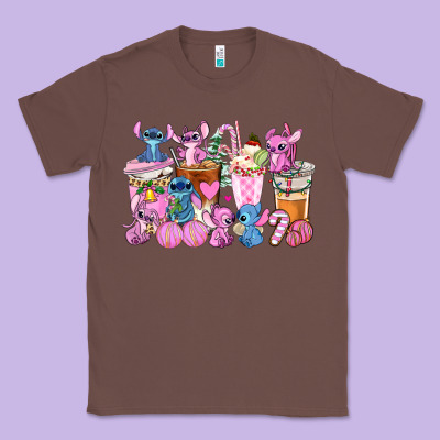 Stitch And Lilo Pink Christmas Coffee Cups Classic Tee Designed By Adodesignshop