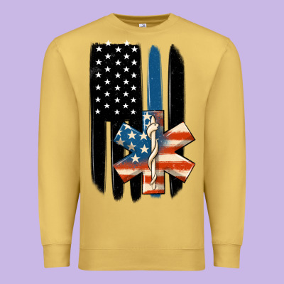 Ems American Flag Premium Sweatshirt Designed By Maliassmallbusiness