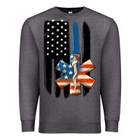 Charcoal Heather ems american flag Premium Sweatshirt - MaliasSmallBusiness