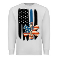 Dove Grey ems american flag Premium Sweatshirt - MaliasSmallBusiness