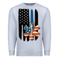 Heather Grey ems american flag Premium Sweatshirt - MaliasSmallBusiness