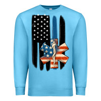 Ocean Blue ems american flag Premium Sweatshirt - MaliasSmallBusiness