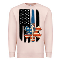 Pale Pink ems american flag Premium Sweatshirt - MaliasSmallBusiness