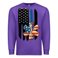 Purple ems american flag Premium Sweatshirt - MaliasSmallBusiness