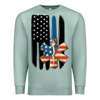 Seafoam ems american flag Premium Sweatshirt - MaliasSmallBusiness