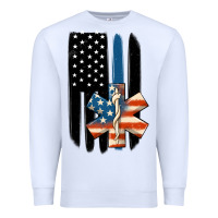 White ems american flag Premium Sweatshirt - MaliasSmallBusiness