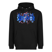 Black I am a survivor Colon Cancer blue ribbon Heavyweight Hoodie - NancyCooperArtShop