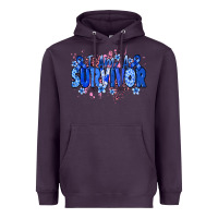 Plum I am a survivor Colon Cancer blue ribbon Heavyweight Hoodie - NancyCooperArtShop