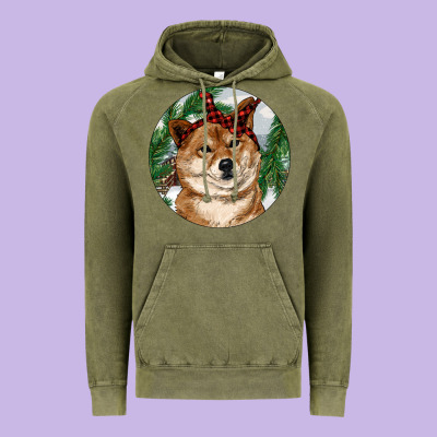 Shiba Inu Christmas Vintage Hoodie Designed By Ranaportraitstore