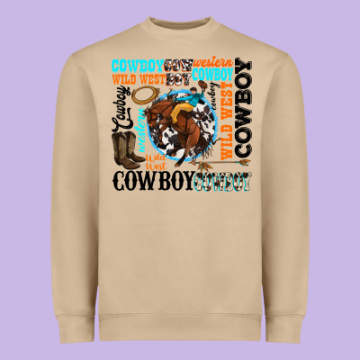 Western Cowboy Wild West Heavyweight Sweatshirt Designed By Texasbilliewilder