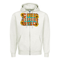 Oatmeal Heather Pies Before Guys Zipper Hoodie - Artiststas