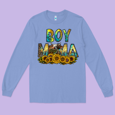 Boy Mama Long Sleeve Tee Designed By Cowhidedigitalart