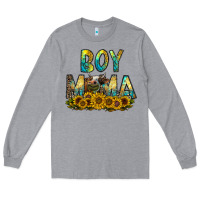 Heather Grey boy mama Long Sleeve Tee - CowhideDigitalArt
