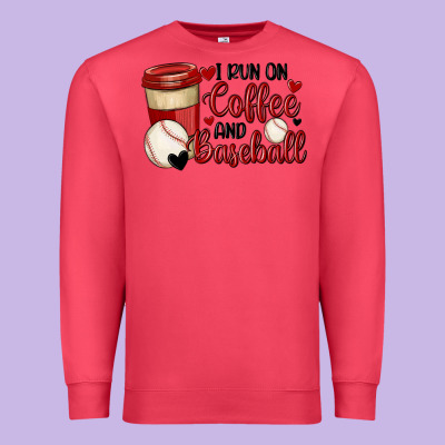 I Run On Coffee And Baseball Premium Sweatshirt Designed By Maliassmallbusiness