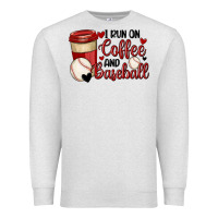 Oatmeal Heather i run on coffee and baseball Premium Sweatshirt - MaliasSmallBusiness