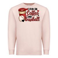 Pale Pink i run on coffee and baseball Premium Sweatshirt - MaliasSmallBusiness