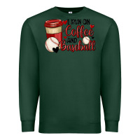 Sports Green i run on coffee and baseball Premium Sweatshirt - MaliasSmallBusiness