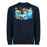 Navy winter snowman coffee cups Heavyweight Sweatshirt - Zillion Design Studio