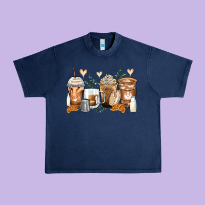 Latte Coffee Cups Urban Heavy Tee Designed By Zillion Design Studio