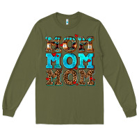 Army Green mom mom mom Long Sleeve Tee - AdoDesignShop