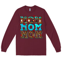 Burgundy mom mom mom Long Sleeve Tee - AdoDesignShop