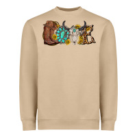 Western Love Bull Skull With Gemstone And Sunflowe Heavyweight Sweatshirt | Teevron