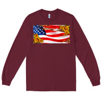 Burgundy usa flag and sunflower license plate Long Sleeve Tee - HRA Design Shop